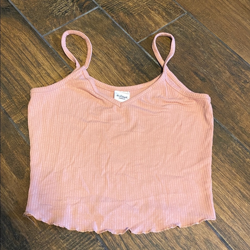 Blush Ribbed Spaghetti Strap Top